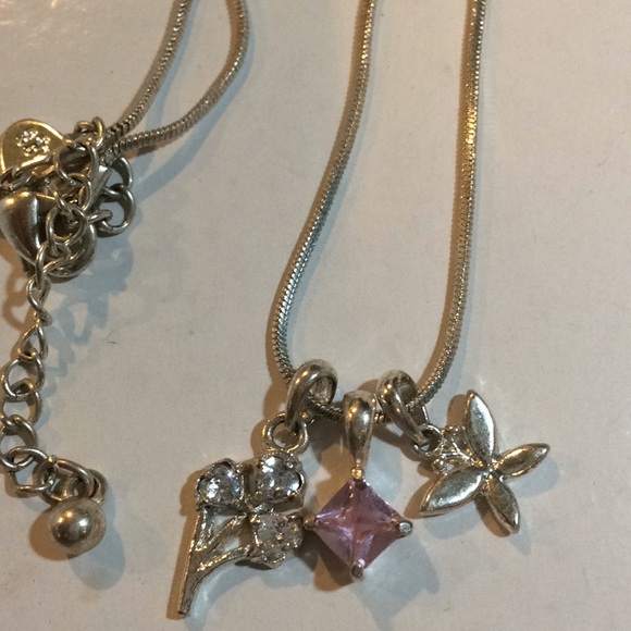 Silver style Necklace 3 charms 15” - Picture 1 of 4